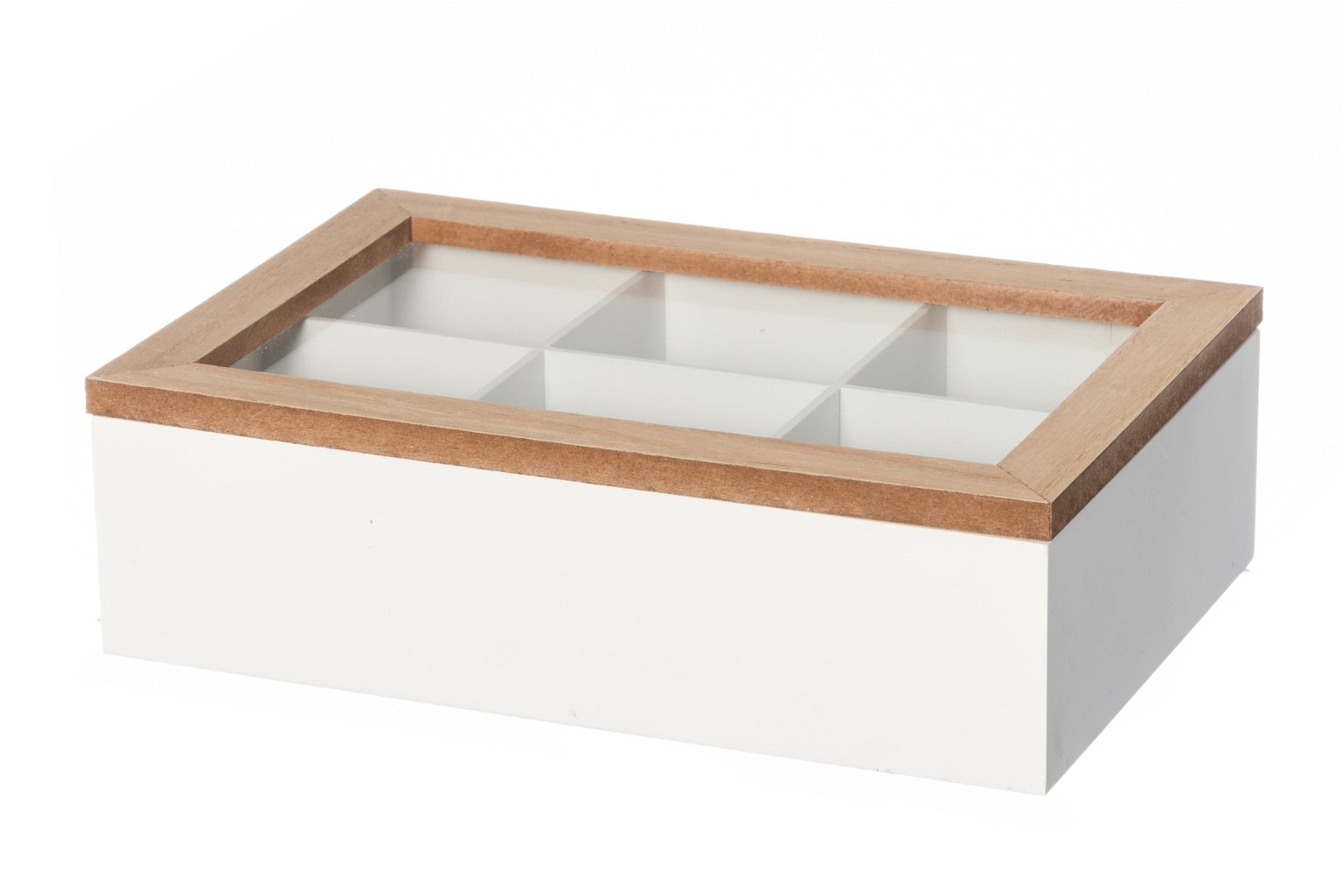Dekoratyvinė dėžutė, baltos sp., 6 skyreliai, 24 x 7 cm - 1