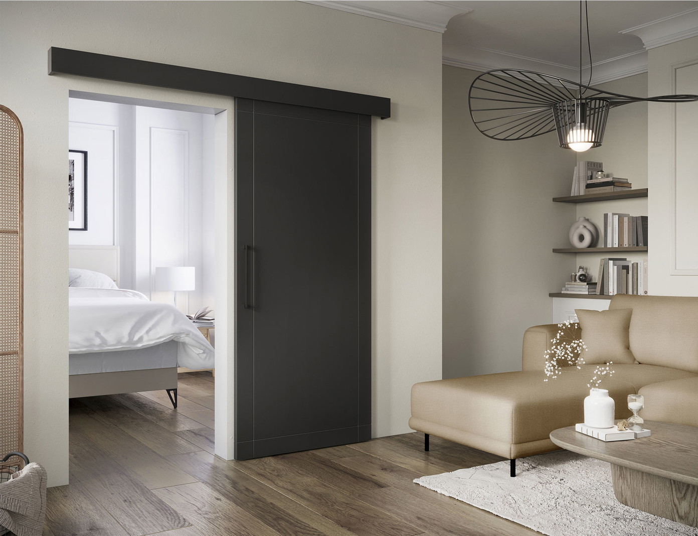Stumdomos durys Charlise 90 x 204 cm, juoda-1