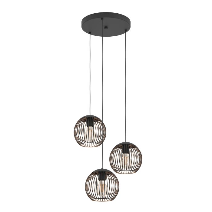 Pakabinamas šviestuvas EGLO ALMANZORA, E27, 3x60W, juodos sp., Ø46,5x130cm-0