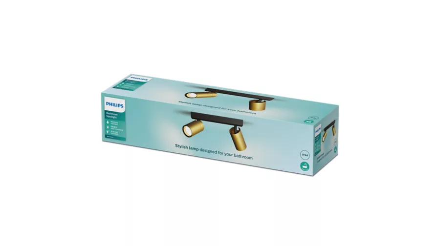 Taškinis LED šviestuvas PHILIPS IDRIS, IP44, 2xGU10, max 2x5W, žalvario sp., 8,3x24x12cm - 3