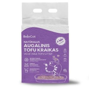 TOFU kraikas katėms BELOCAT, levandų kvapo, 2 mm, 6 L, 2.5 kg-0