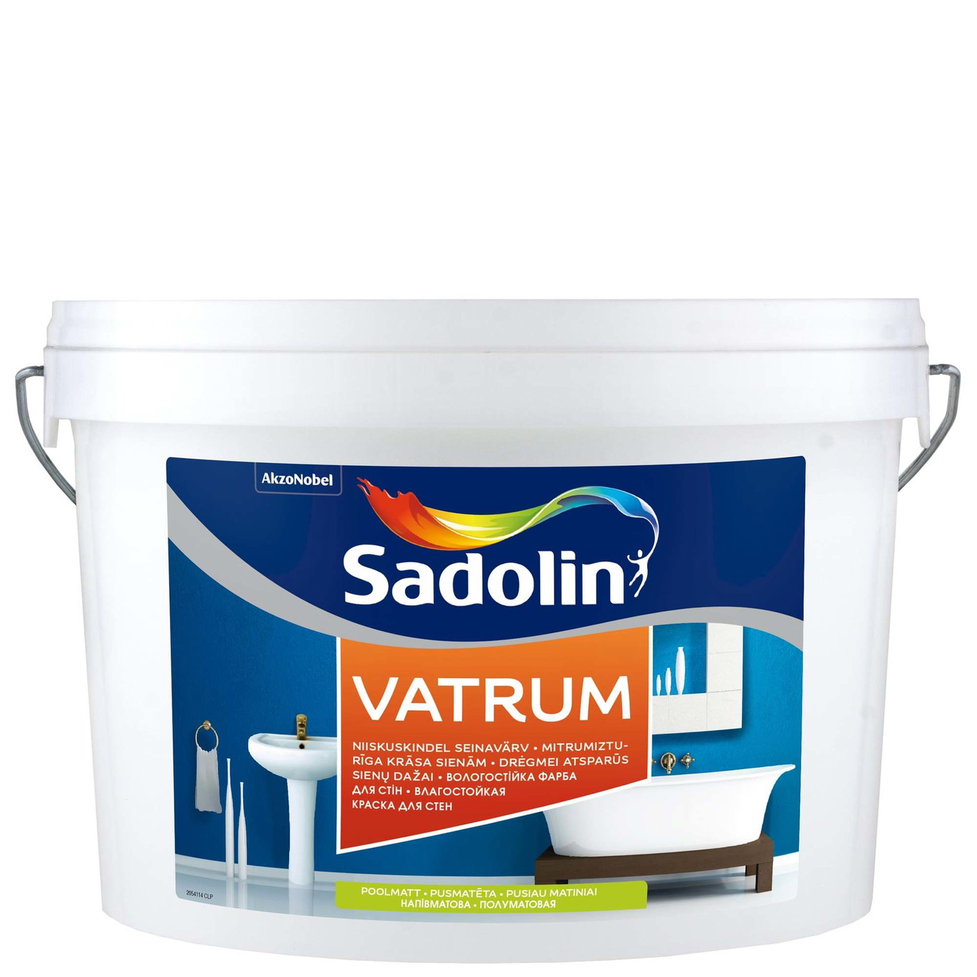 Drėgmei atsparūs sienų ir lubų dažai SADOLIN VATRUM, pusiau matiniai, baltos sp., BW bazė, 5 l-0