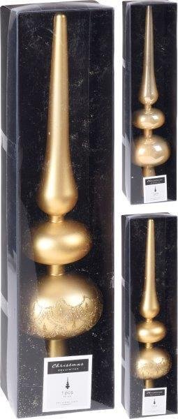 Kalėdinės eglės viršūnė XMAS, aukso sp., 6,9 x 30 cm