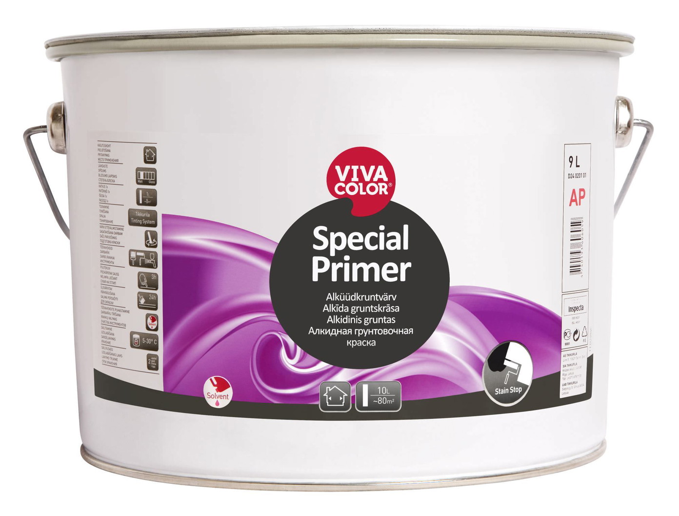 Sienų ir lubų gruntiniai dažai VIVACOLOR SPECIAL PRIMER, matiniai, baltos sp., AP bazė, 10 l-0