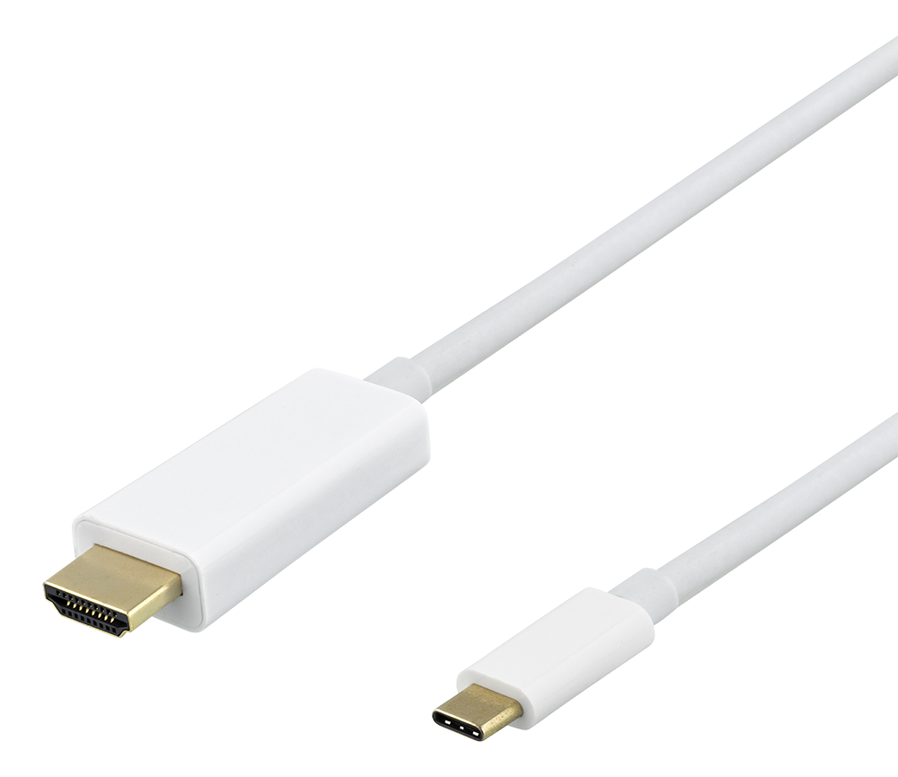 Kabelis DELTACO USB-C - HDMI , 2m, baltas - 1