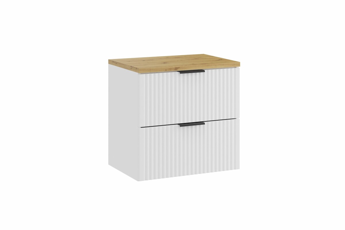 Apatinė vonios spintelė COMAD ADEL WHITE su stalviršiu 60 cm, balta/ąžuolo-0