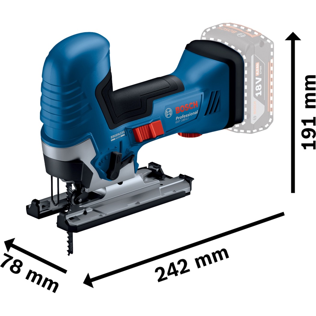 Akumuliatorinis siaurapjūklis BOSCH PRO GST 18V-125 S solo (be akum.) - 3