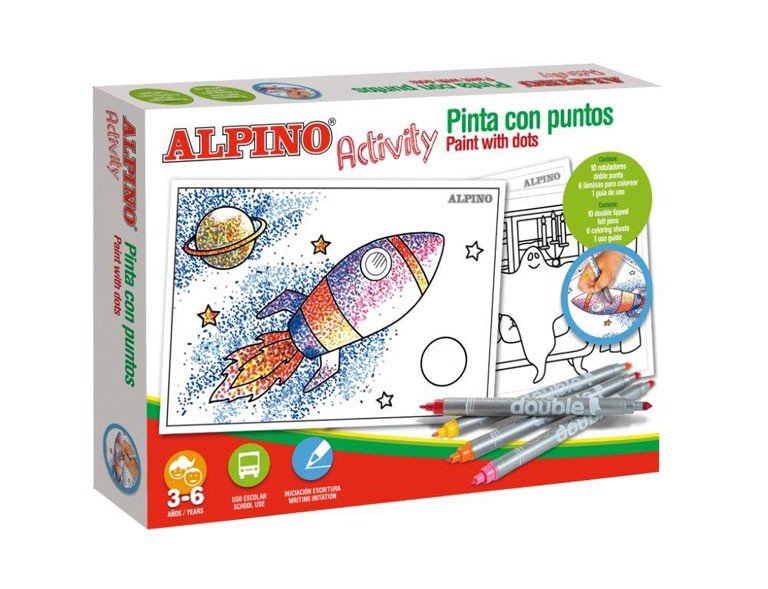 Spalvinimo rinkinys (dvipusiai flomasteriai) ALPINO Activity, 12 spalvų