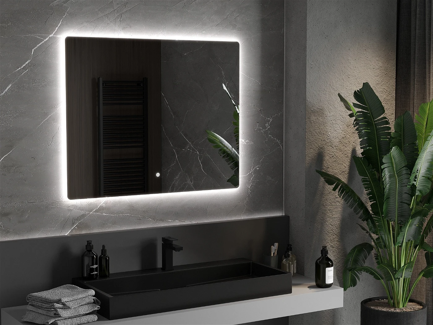 Vonios veidrodis Mexen Sun su LED apšvietimu ir šildymo kilimėliu, 100 x 80 cm-1