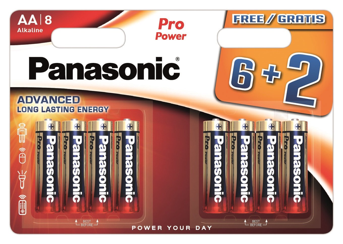 Elementai PANASONIC PRO POWER ALAKALINE, LR6PPG/8BW, AA, 8 vnt.