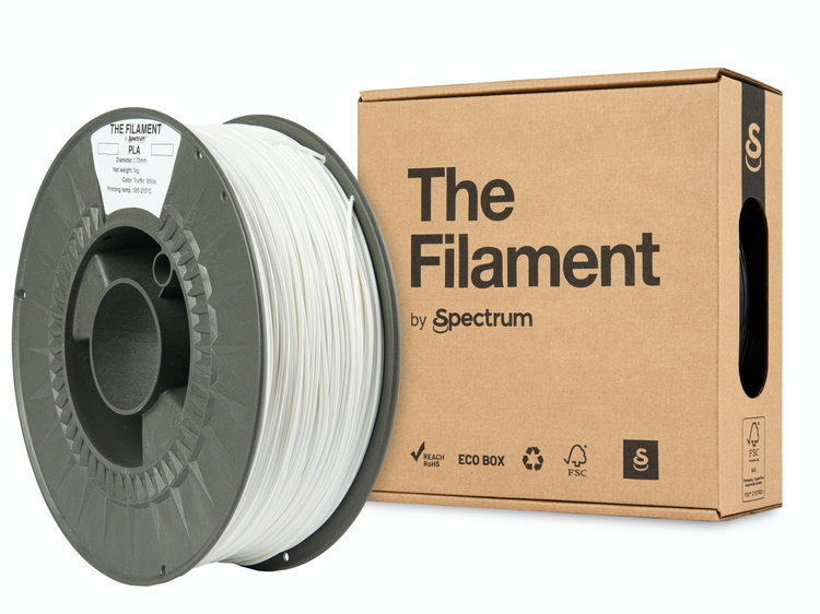 3D plastikas SPECTRUM PLA TRAFFIC WHITE, 1 kg, balta sp.-0
