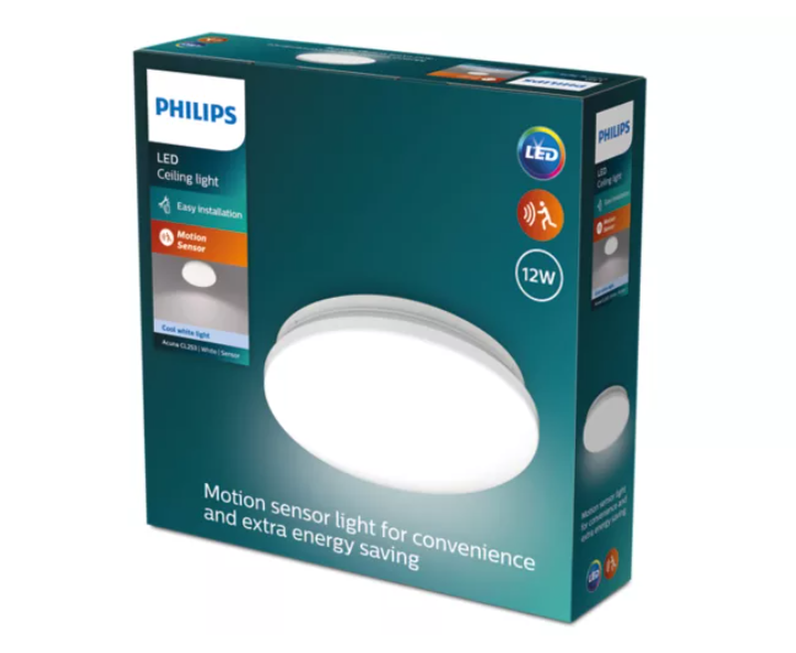 Plafoninis LED šviestuvas PHILIPS ACUNA 12W 4000K 1500lm su judesio davikliu Ø24,5x6,3cm-1