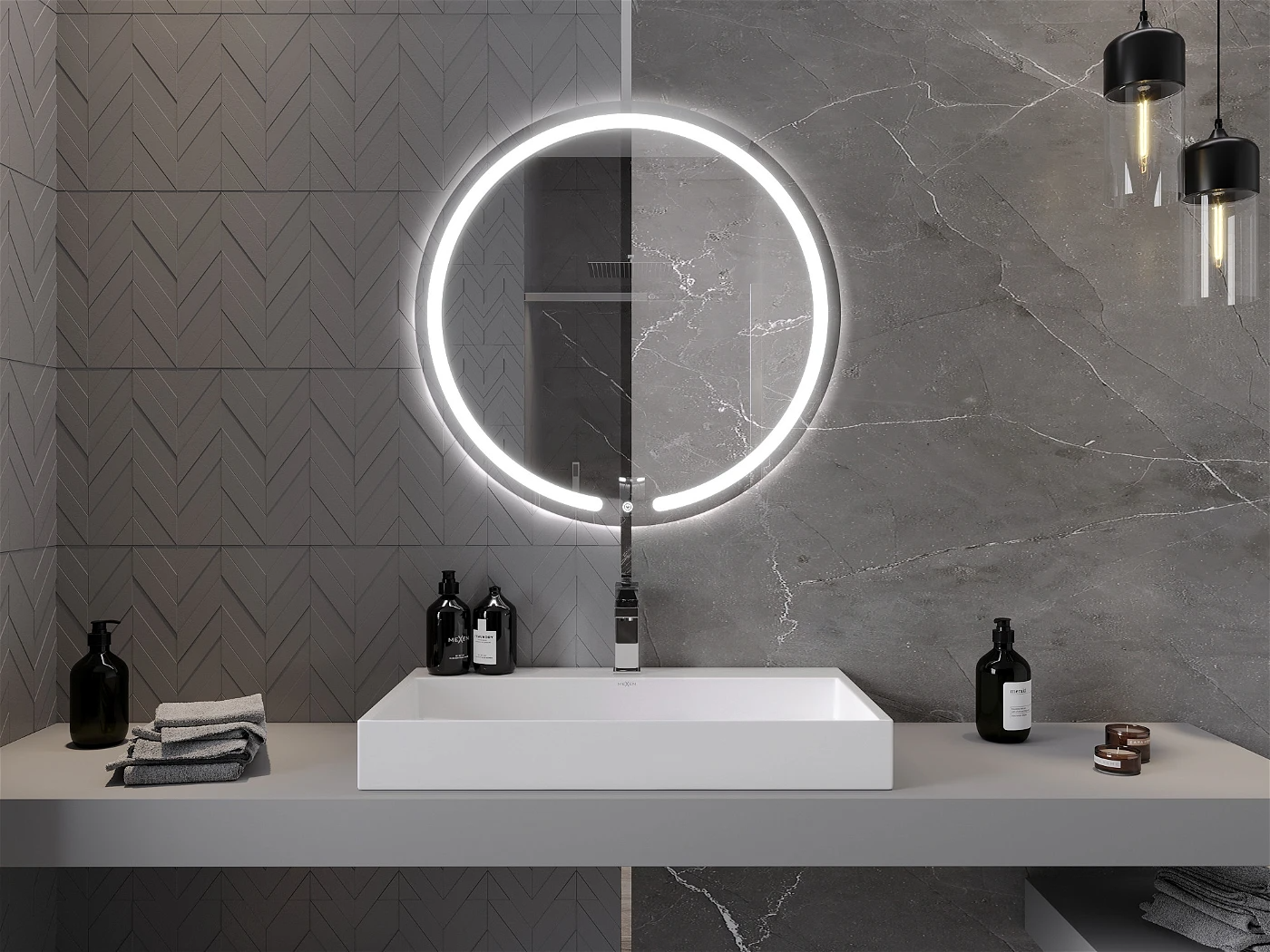 Vonios veidrodis Mexen Rose su LED apšvietimu ir šildymo kilimėliu, 80 cm - 4