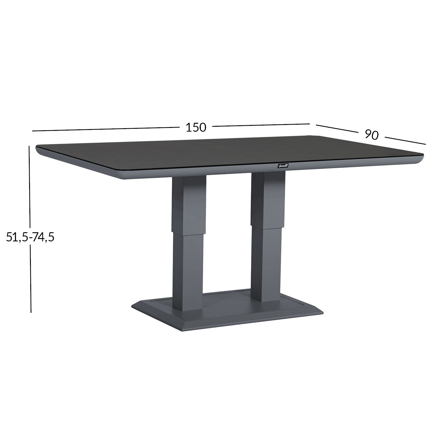 Lauko stalas su reguliuojamu aukščiu TOMSON 150 x 90 x 52-75 cm, tamsiai pilkas-1