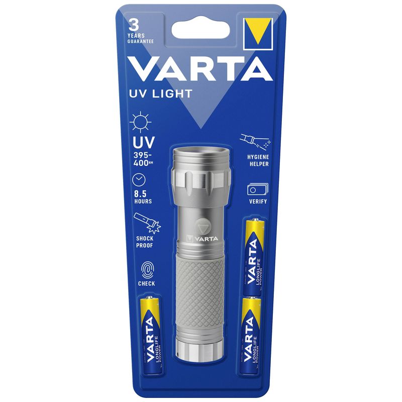 LED žibintuvėlis VARTA UV Light, UV 395-400 NM, elementai 3xAAA (įeina), veikimas 8,5 val-0