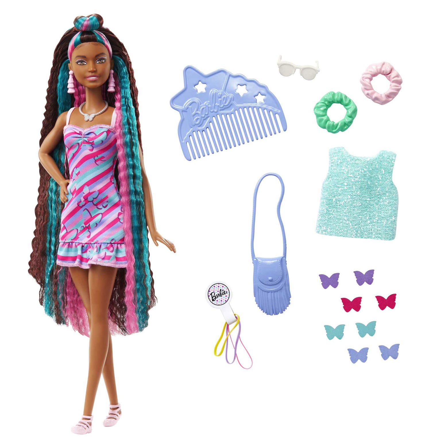 Lėlė Barbie Totaly Hair juodais plaukais - 3