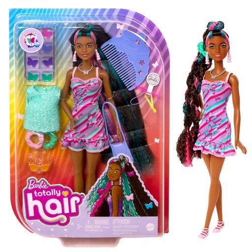 Lėlė Barbie Totaly Hair juodais plaukais