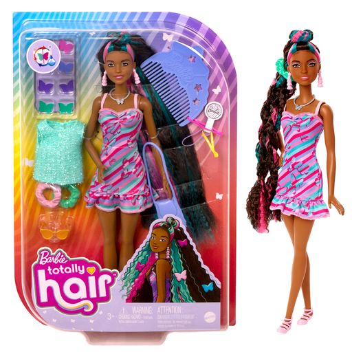 Lėlė Barbie Totaly Hair juodais plaukais - 1
