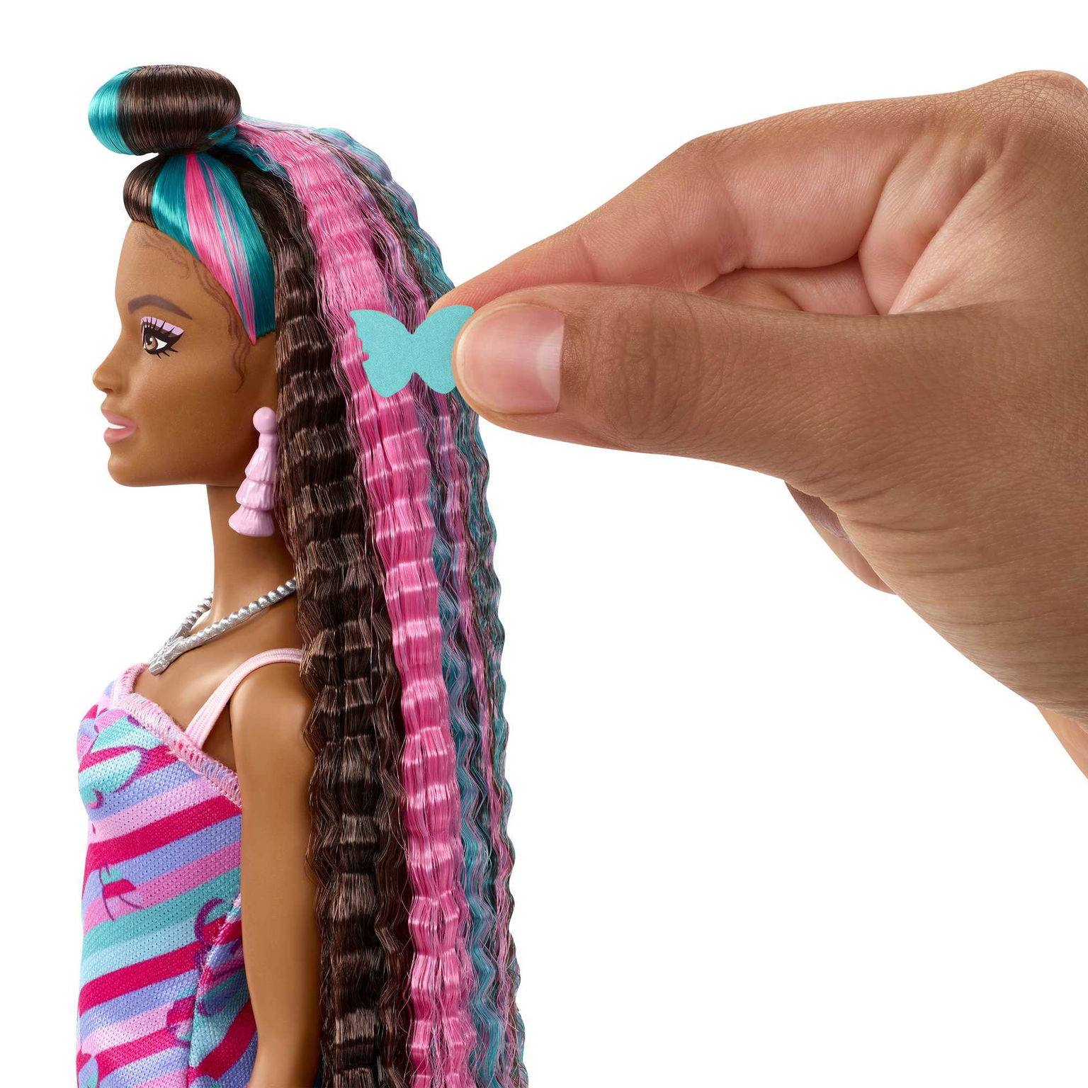 Lėlė Barbie Totaly Hair juodais plaukais - 4
