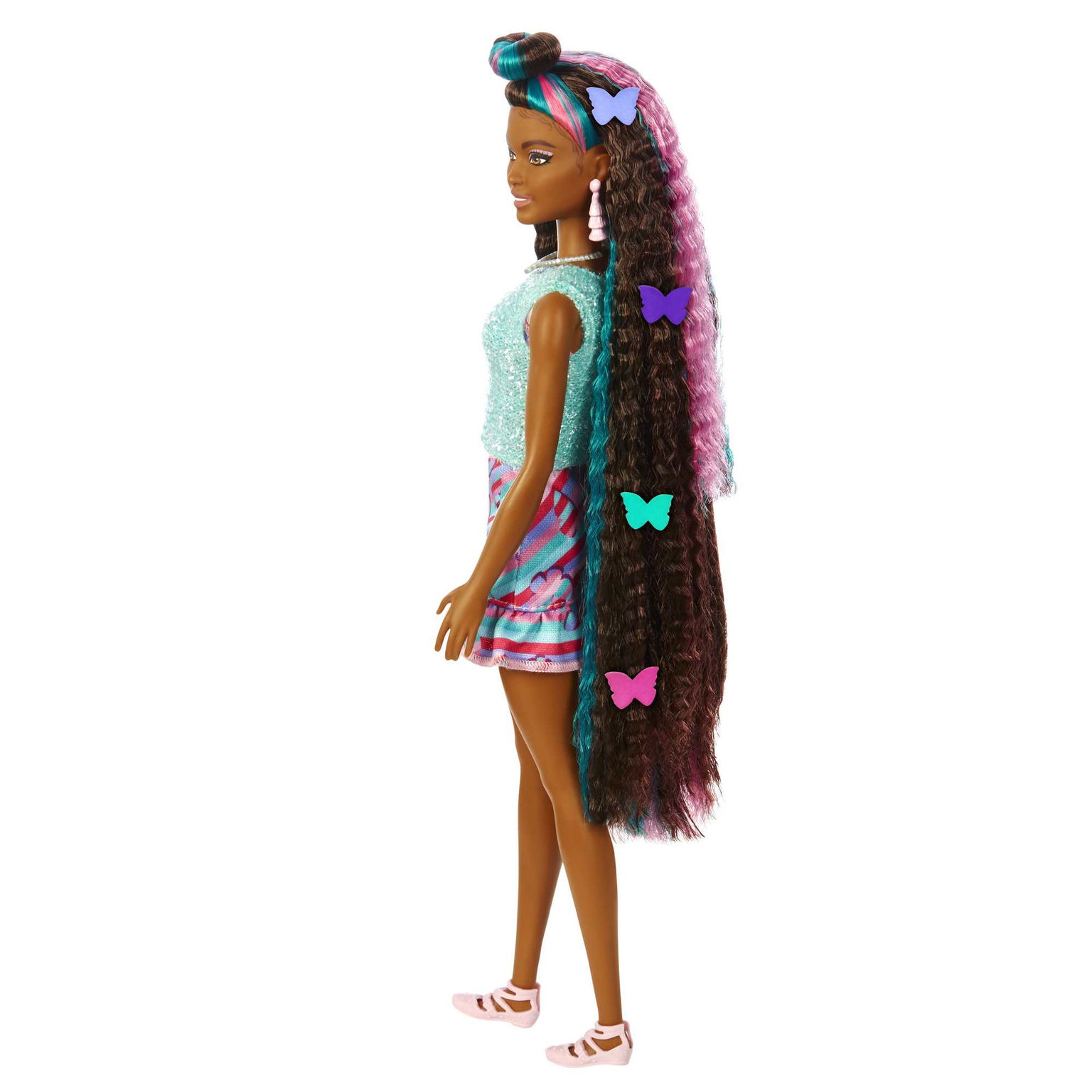 Lėlė Barbie Totaly Hair juodais plaukais - 5