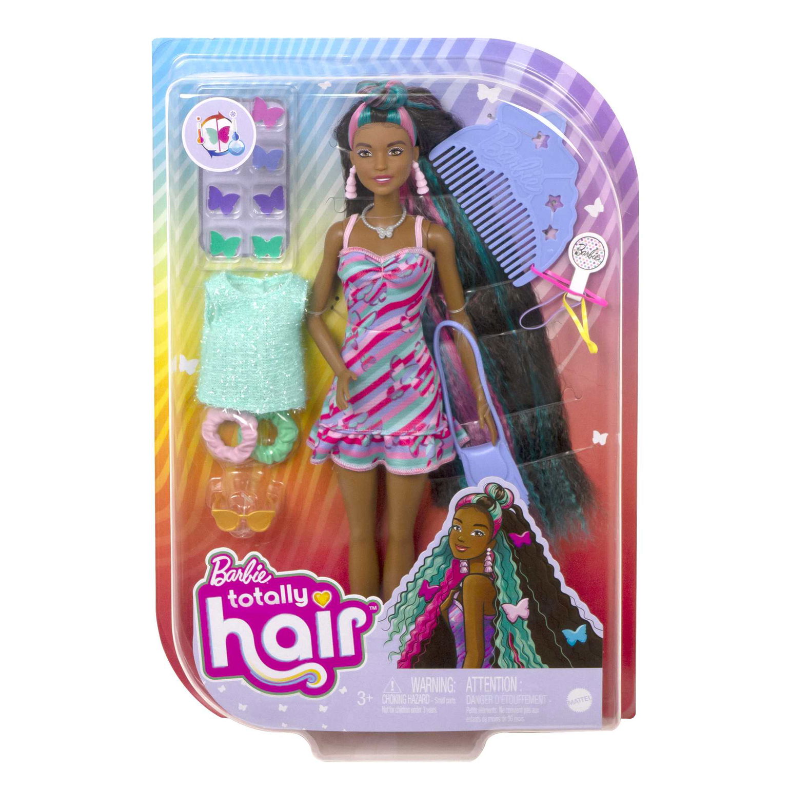 Lėlė Barbie Totaly Hair juodais plaukais - 7