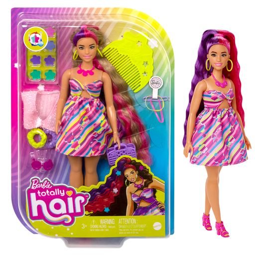 Lėlė Barbie Totaly Hair banguotais plaukais