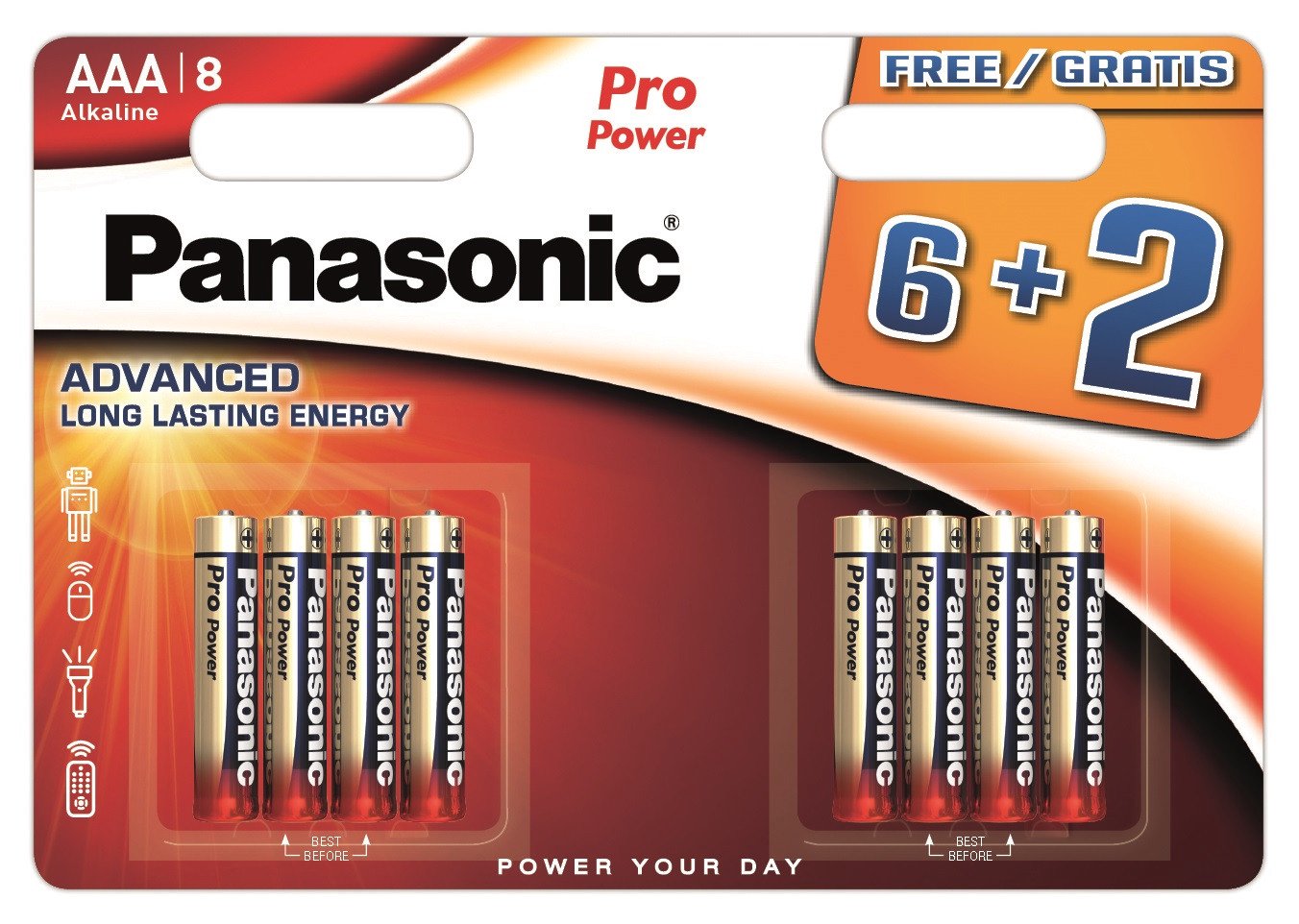 Elementai PANASONIC PRO POWER ALKALINE, LR03PPG/8B, AAA, 8 vnt.