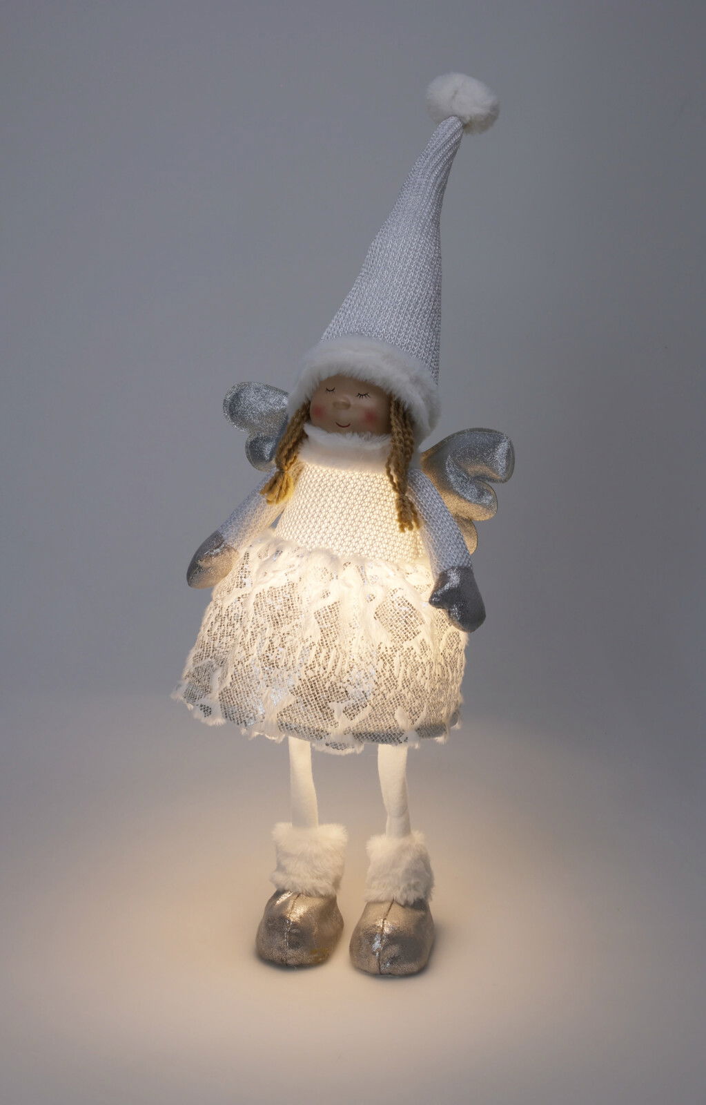 Kalėdinė dekoracija ANGEL GIRL LED, sidabrinės spalvos, 69 cm, 1 vnt-1