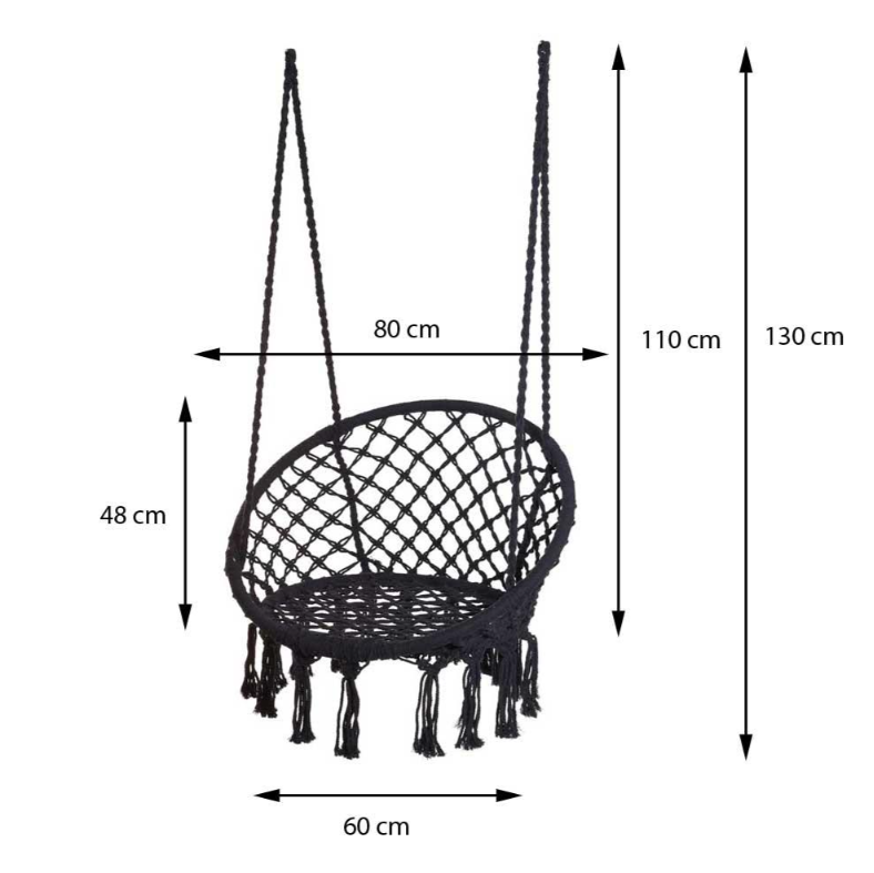 Sėdimas hamakas 80 x 120 cm, juodos sp.-2