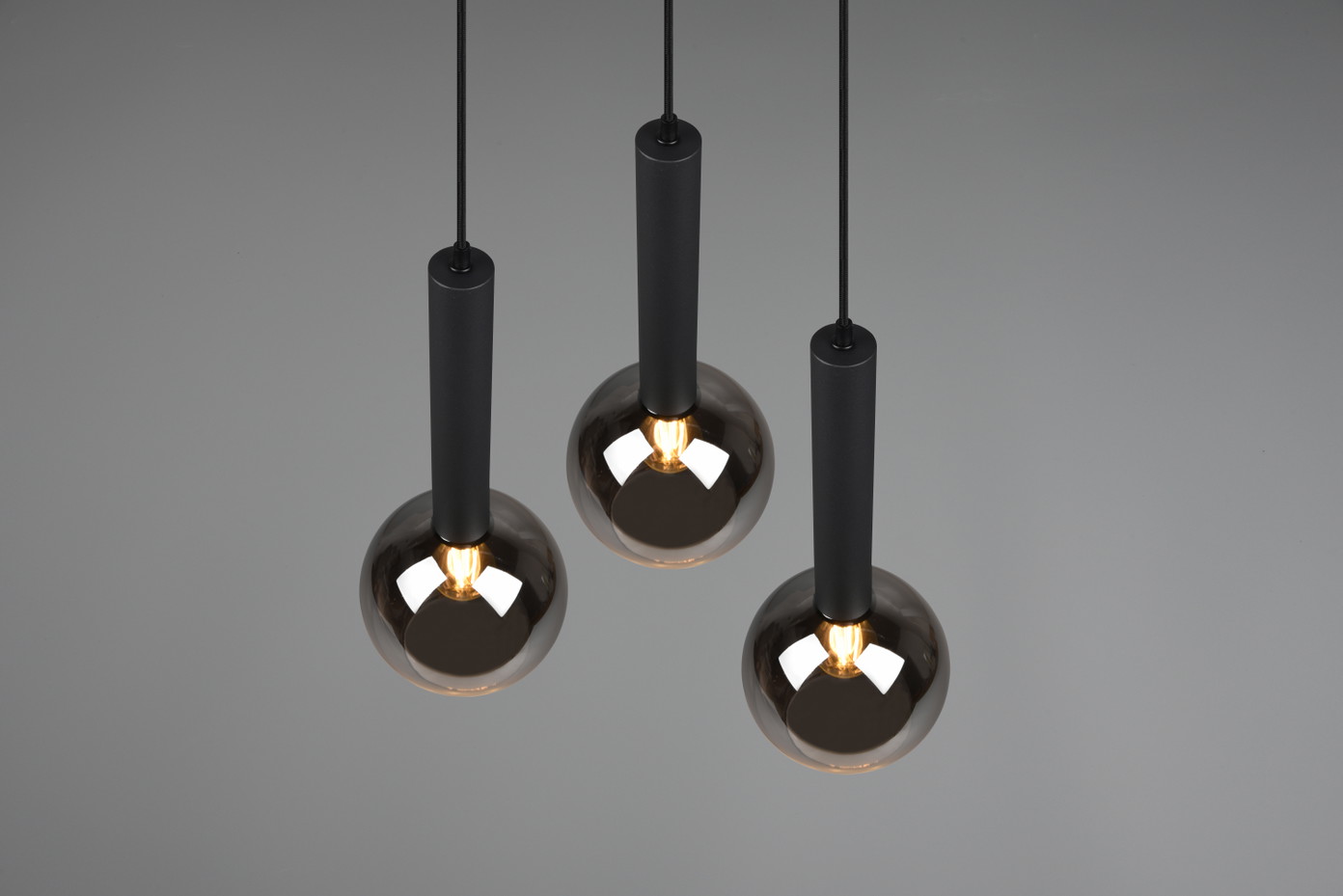 Pakabinamas šviestuvas TRIO CLAYTON, 3x E27, max 28W, juodos sp., ø45 x h150 cm-1