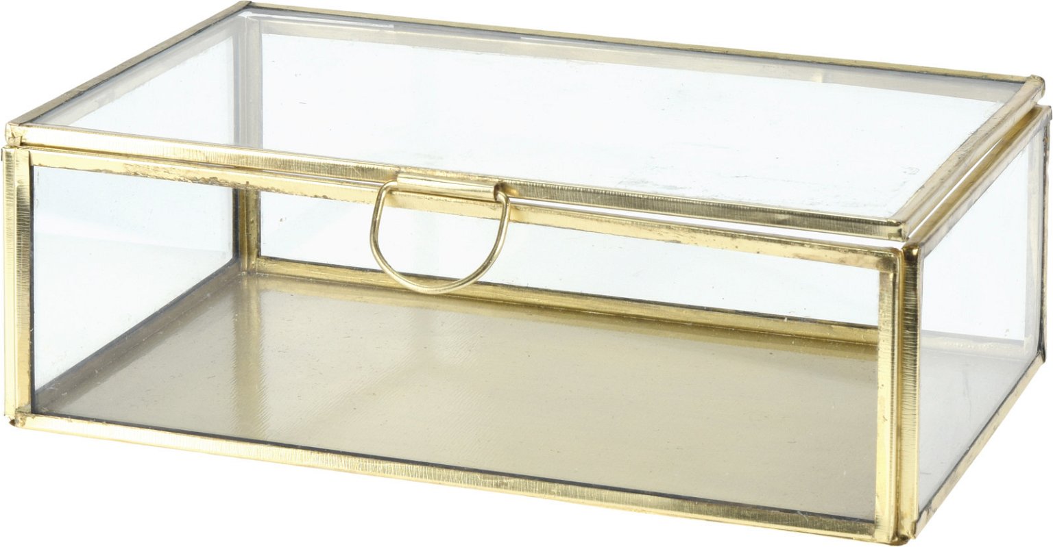 Dekoratyvinė papuošalų dėžutė GOLD, stiklinė, 18 x 12 x 6 cm