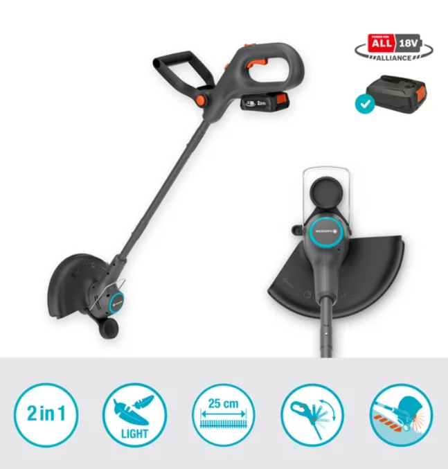 Akumuliatorinė žoliapjovė GARDENA EASY TRIM 25/18V P4A, komplekte 18V/ 2.0 Ah baterija ir kroviklis-1