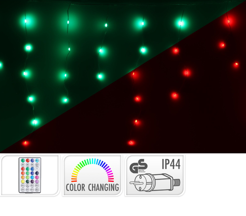 Elektrinė girlianda VARVEKLIS, IP44, 172 LED, RGB, 5V/10W adapteris, su pultu, 0,6x6m - 3