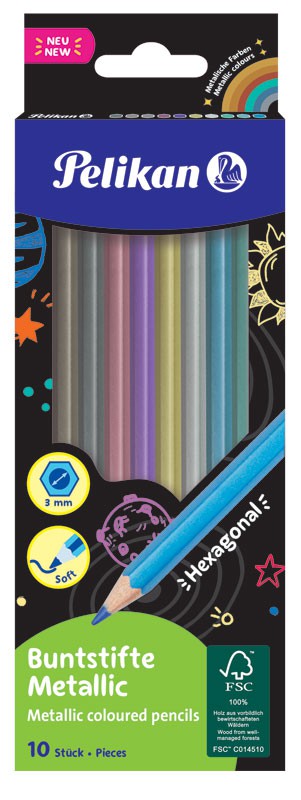 Spalvoti pieštukai Pelikan metallic,  10 vnt-0
