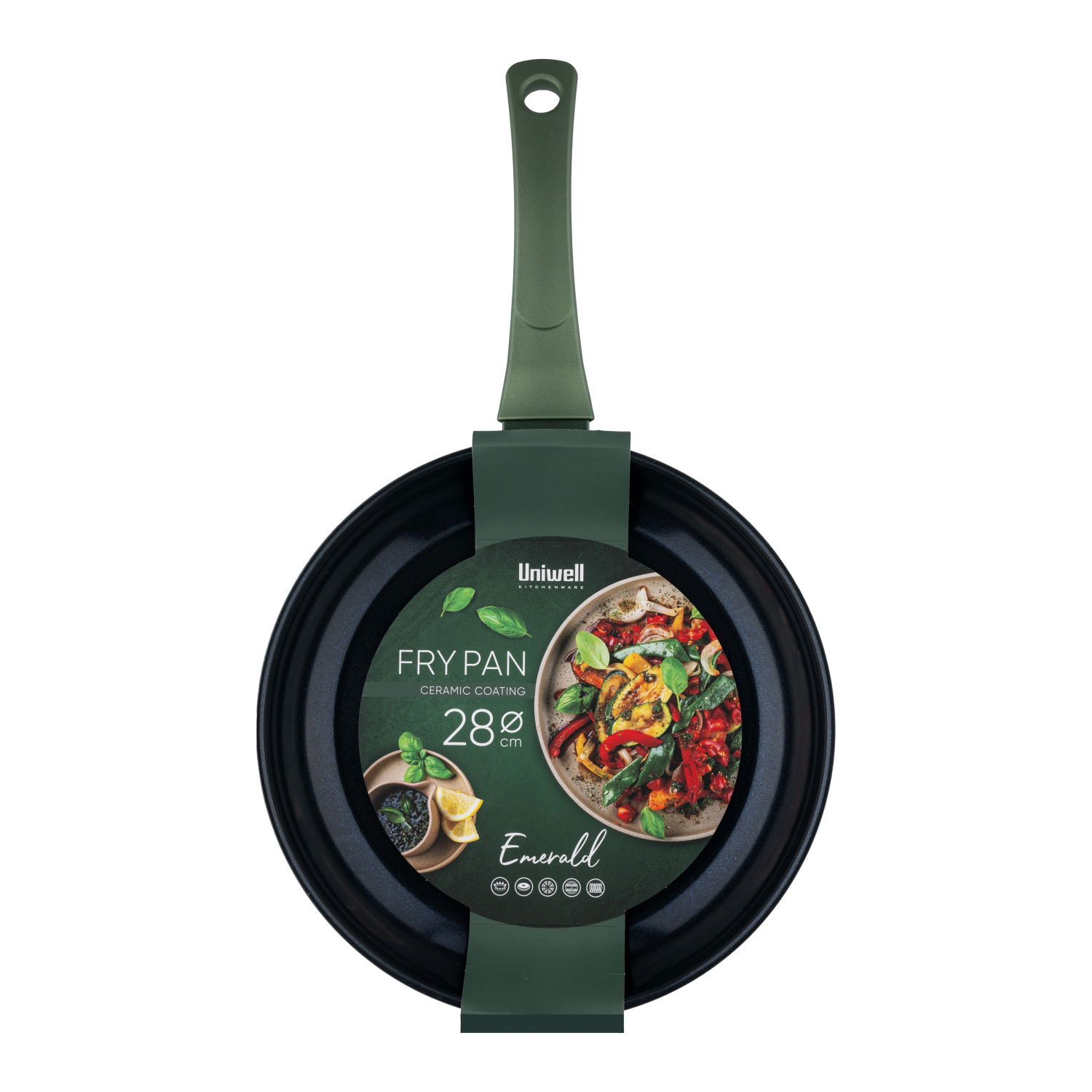 Keptuvė keramine danga UNIWELL, žalios sp., 28 cm-0