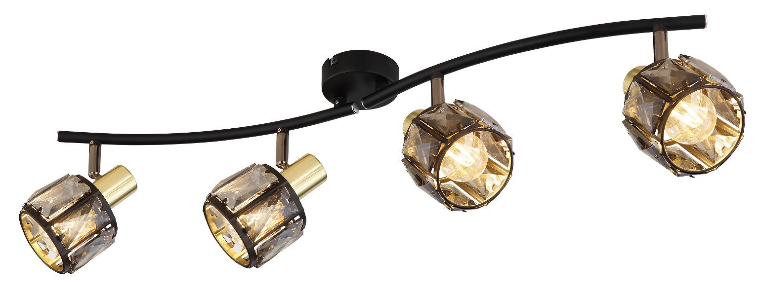 Taškinis šviestuvas GLOBO Indiana, 4 x E14, 40W, juodos/ aukso sp.,, 70 x 18 x 31,5 cm