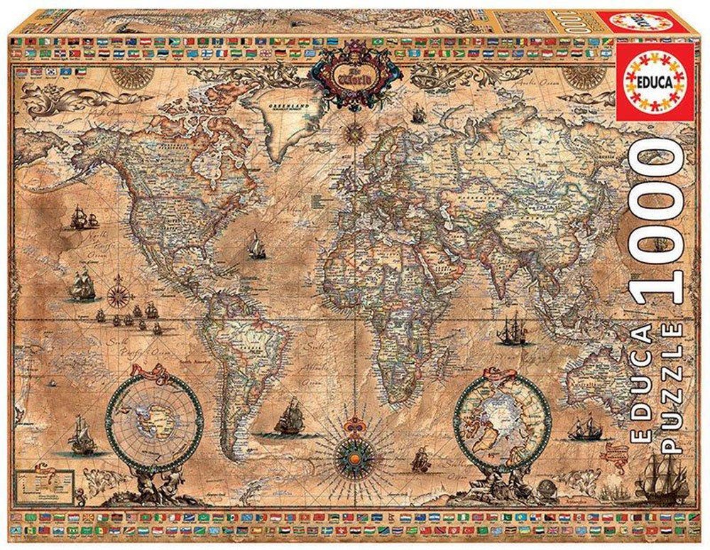 Dėlionė ANTIQUE WORLD MAP, 12-99 metų, 1000 dalių