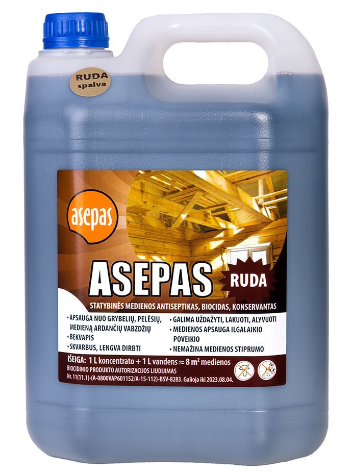Universalus medienos antiseptikas - impregnantas „Asepas“, 1:1 Rudas, 5L-0