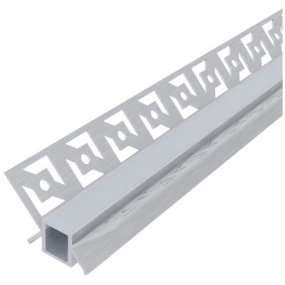 Profilis LED juostoms AVIDE, glaistomas, vidinio kampo dangtelis baltos 1 cm pločio, 1m - 1