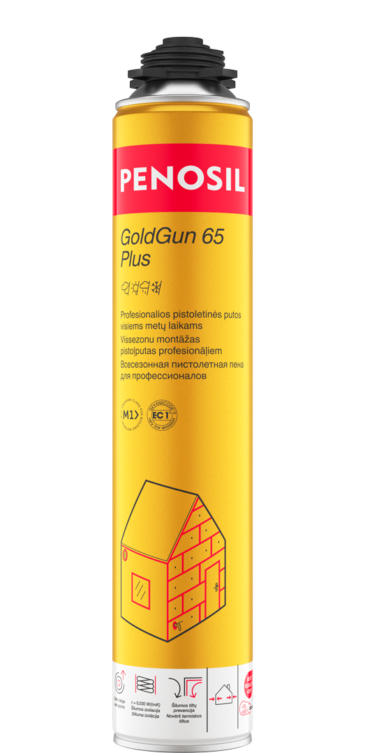 Pistoletinės sandarinimo putos PENOSIL Goldgun 65 Plus šviesiai geltonos sp.,  850 ml