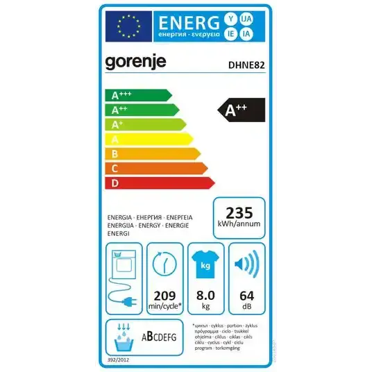 Džiovyklė GORENJE DHNE82, 8 kg - 5