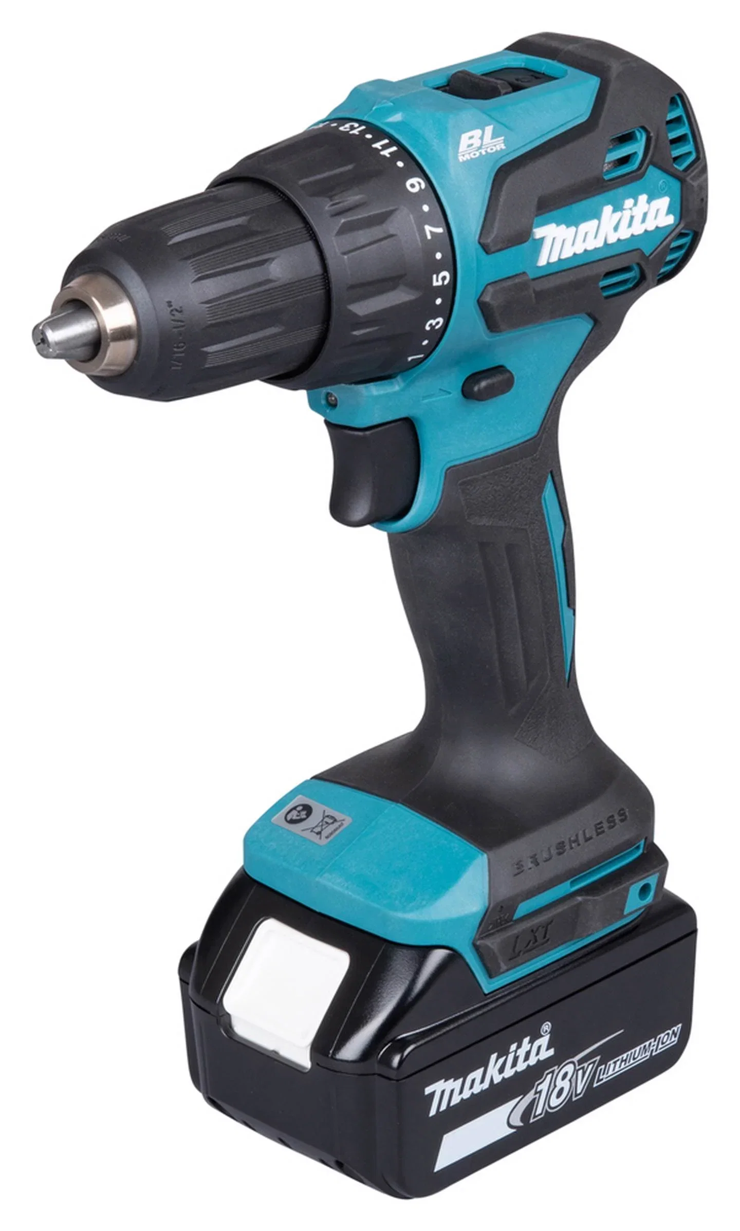 Akumuliatorinis smūginis gręžtuvas MAKITA DHP490RTJ, 18 V, 2 x 5,0 Ah Li-ion, 50/27 Nm-1