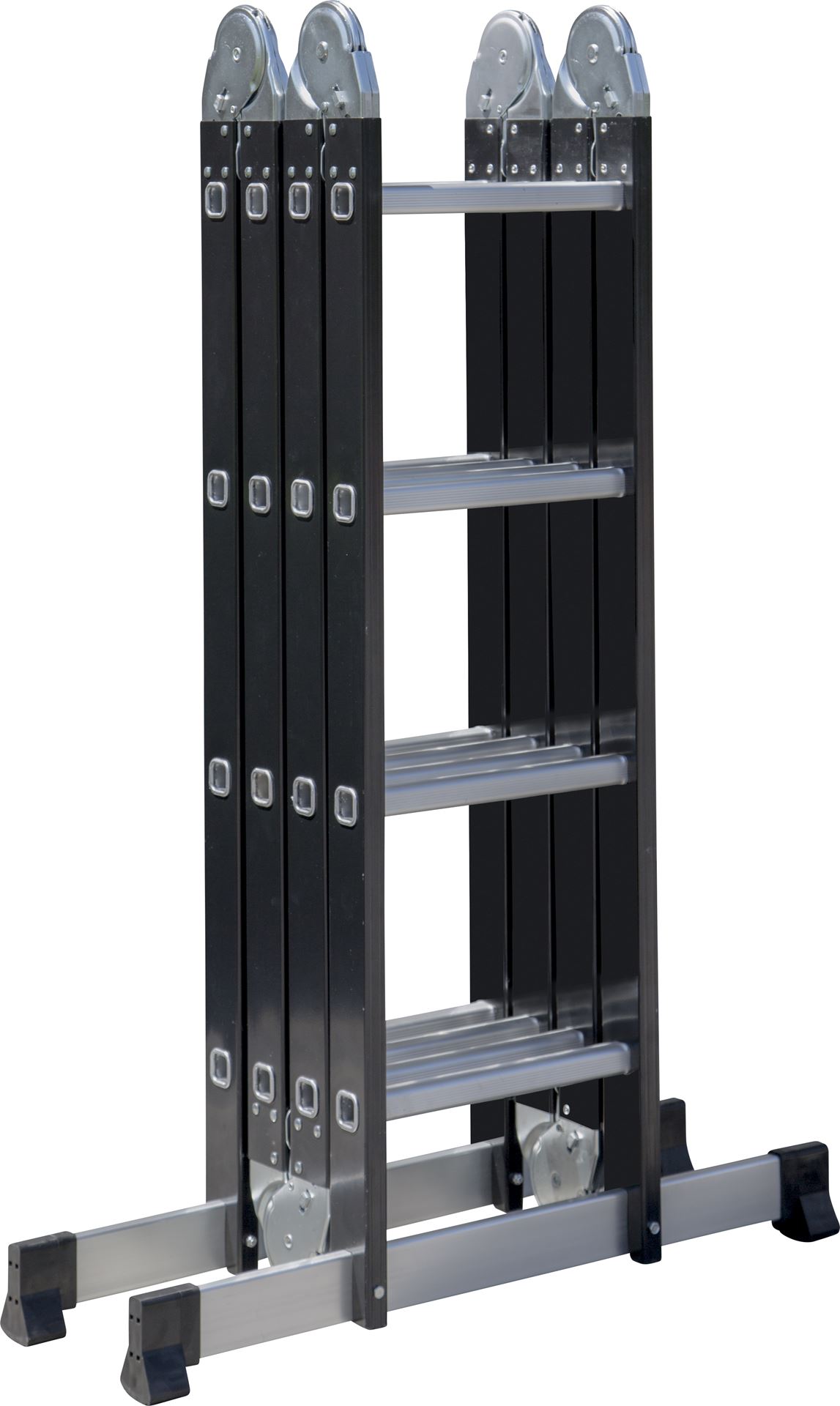 Universalios aliumininės kopėčios 4x4 pakopų, darbinis aukštis 545 cm, maks. svoris 150 kg-0