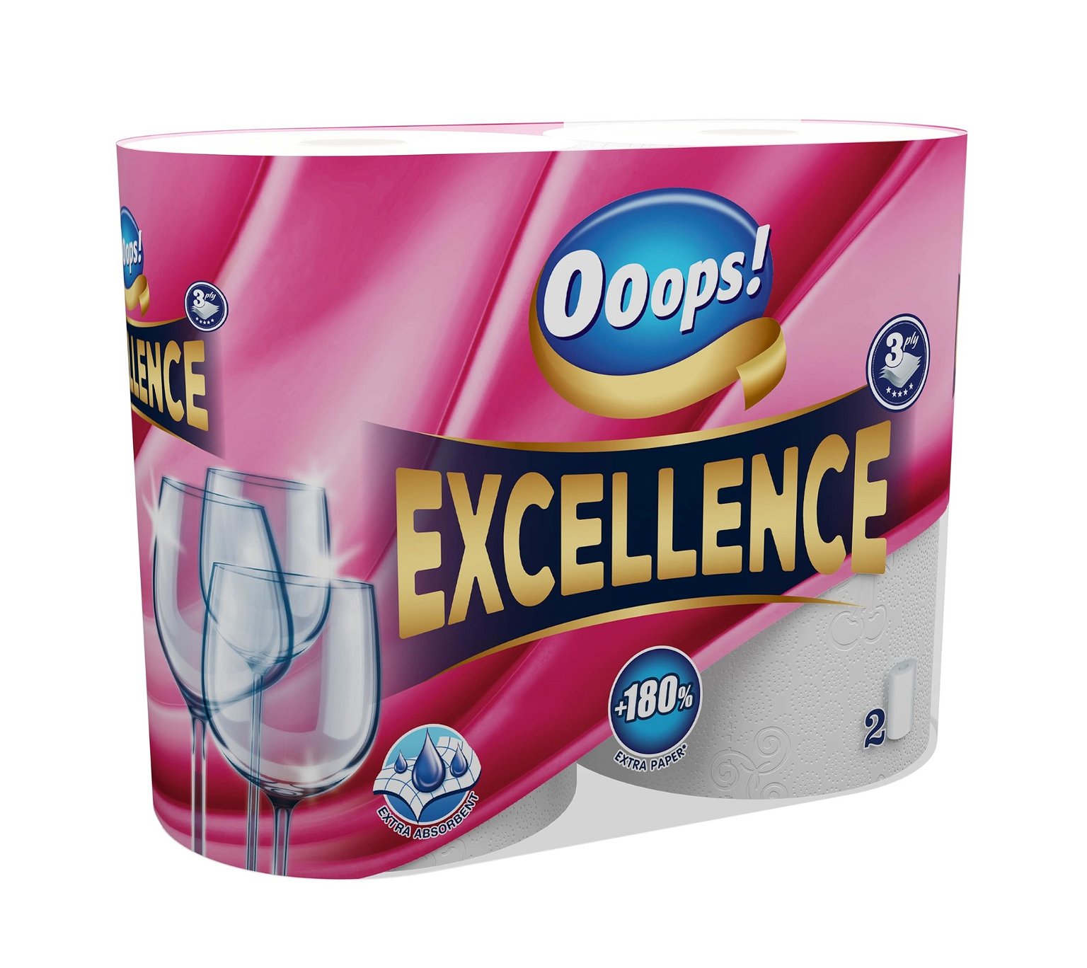 Popieriniai rankšluosčiai OOOPS Excellence, 2 vnt., 3sl.