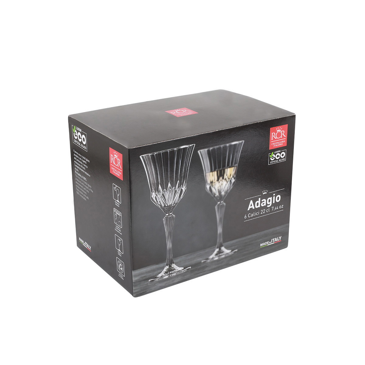 Krištolinės baltojo vyno taurės RCR ADAGIO, 220 ml., 6 vnt.-0