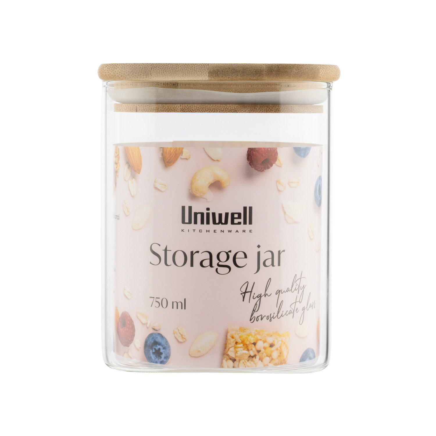Stiklinis birių produktų indas UNIWELL Salamin, 750 ml-0