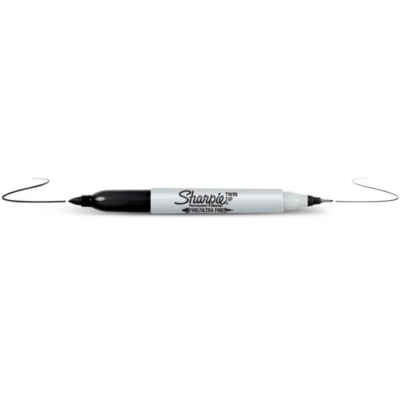 Markeris SHARPIE Twin Tip, 1 mm ir 0,5 mm, dvipusis, juodas-0