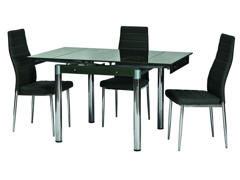 Valgomojo stalas GD082, 80 x 80 cm, juoda, chromo