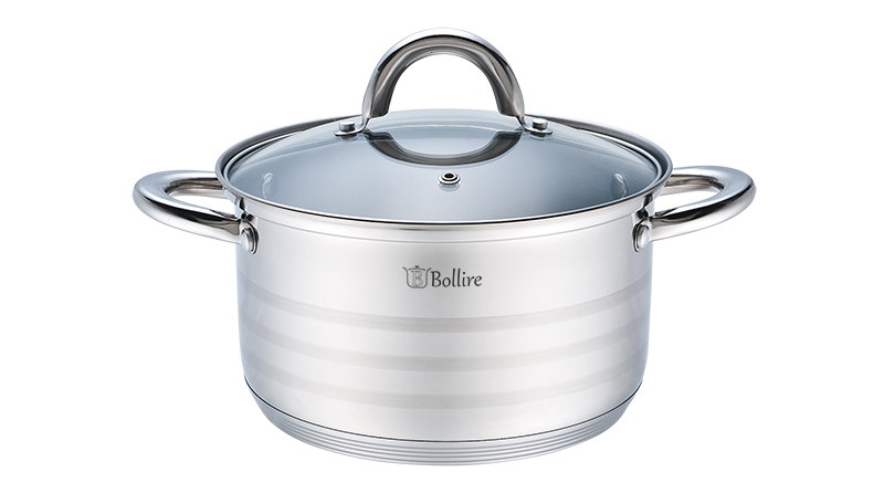 Puodas su stikliniu dangčiu BOLLIRE, nerūdijančio plieno, Ø 24 cm, 5,2 L-0