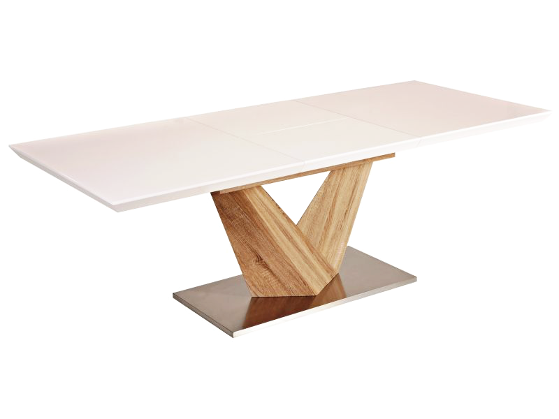 Valgomojo stalas ALARAS, 160 x 90 cm, balta/ąžuolo